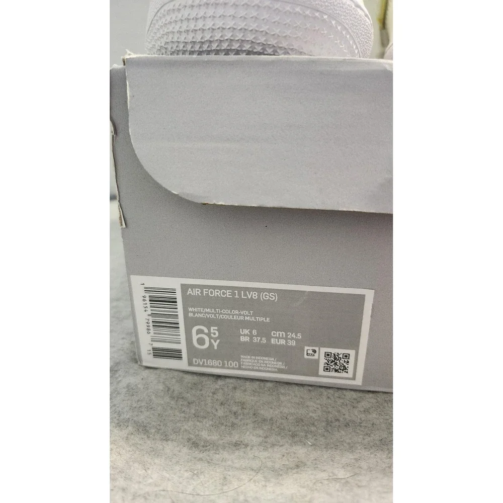Nike Air Force 1 LV8 Shoes Youth Size 6.5Y White Volt Multi Color DV1680 100 New
